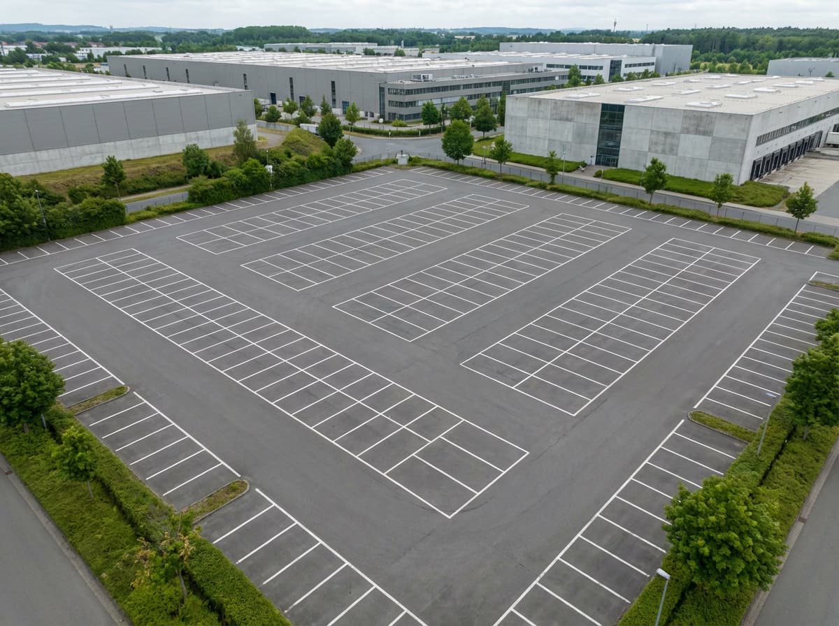 Großer deutscher Gewerbeparkplatz - Reinigungsintervalle planen