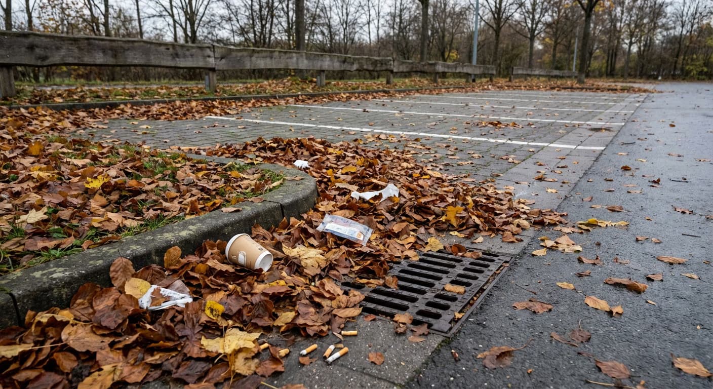 Laub und Müll sammeln sich ständig an