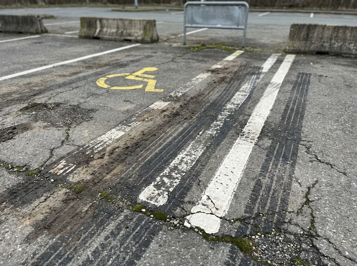 Markierungen kaum noch sichtbar