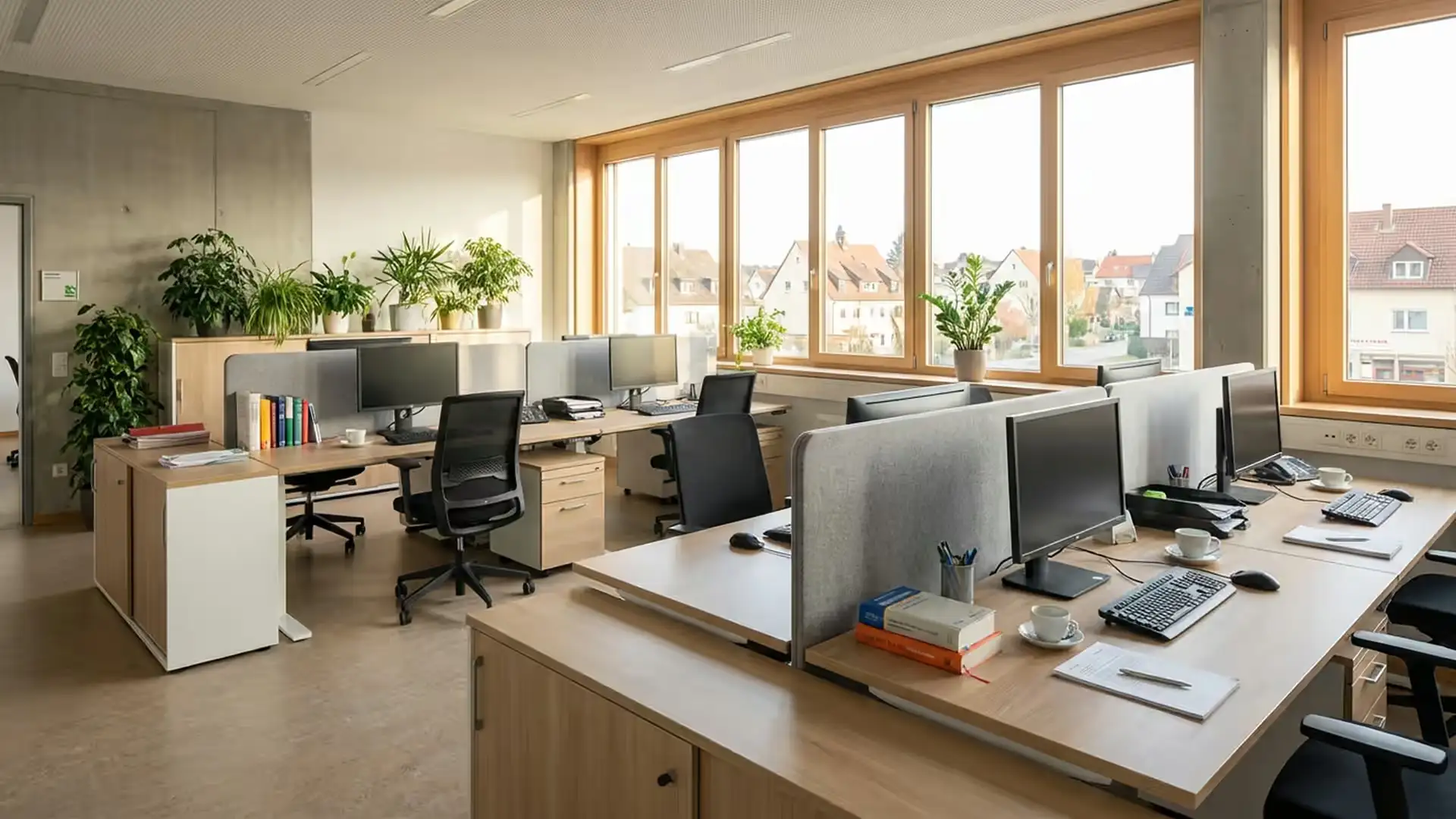 Modernes sauberes Büro mit professioneller Reinigung