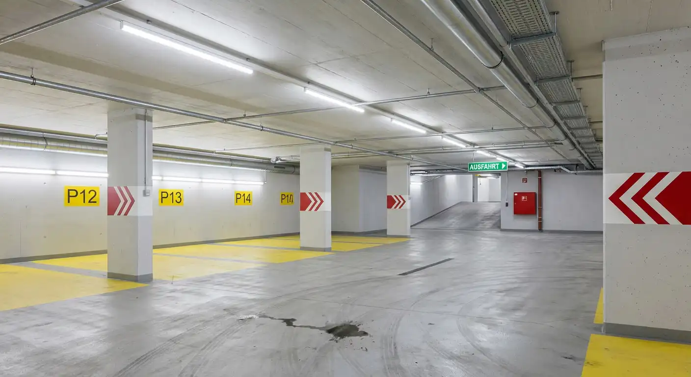 Professionelle Tiefgaragenreinigung - saubere Parkflächen in deutscher Tiefgarage